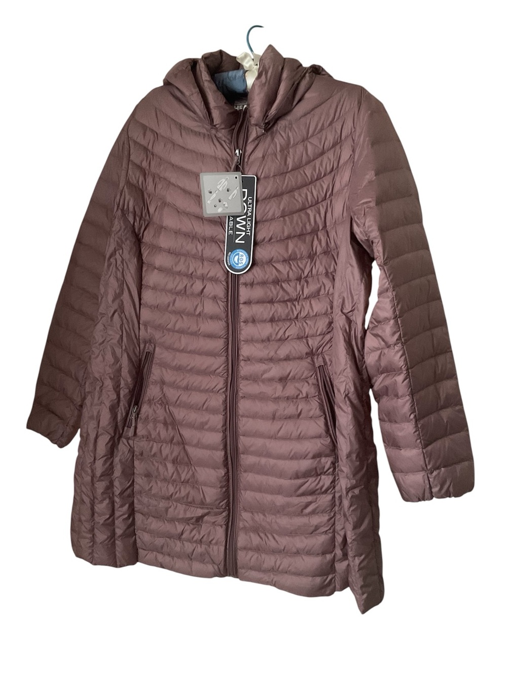 32 Degrees Heat Packable Hooded Down Coat - Mauve Pink Sz XXL